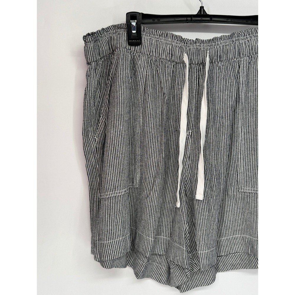 Lane Bryant Soft Slub Shorts Womens 18/20 Black White New Striped Linen Blend - Picture 2 of 13